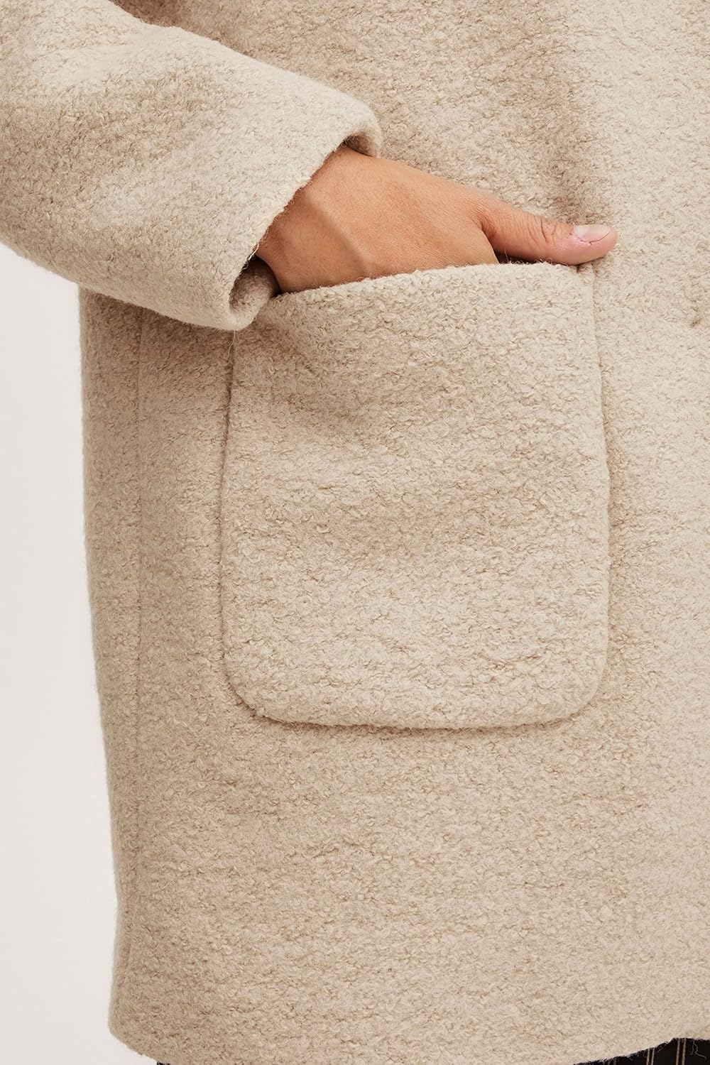 ICHI IHSTIPA JA Damen Wintermantel Wollmantel Winterjacke Kurzmantel mit Druckknöpfen und Reverskrag