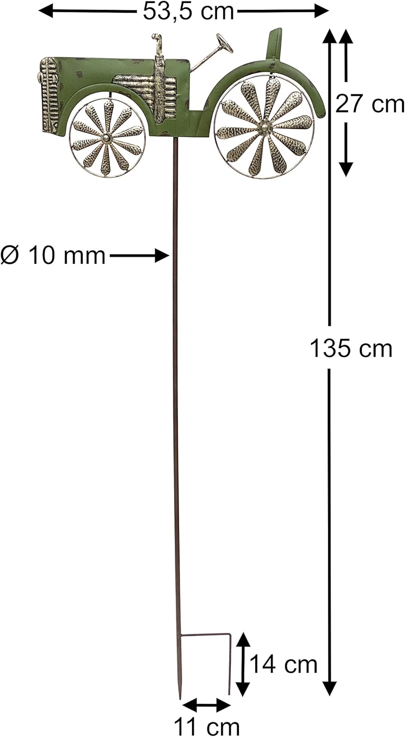 DanDiBo Gartenstecker Metall Traktor XL 135 cm Trecker Grün 96005 Windspiel Windrad Wetterfest Garte