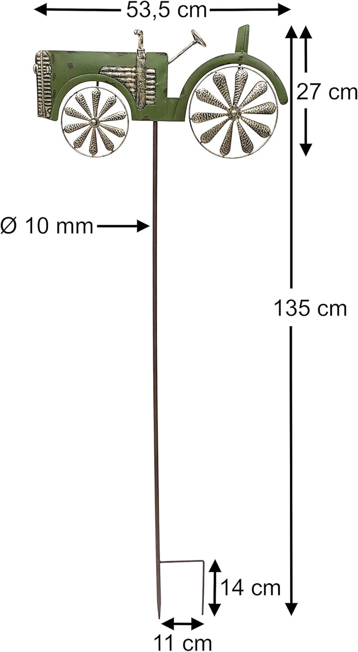 DanDiBo Gartenstecker Metall Traktor XL 135 cm Trecker Grün 96005 Windspiel Windrad Wetterfest Garte