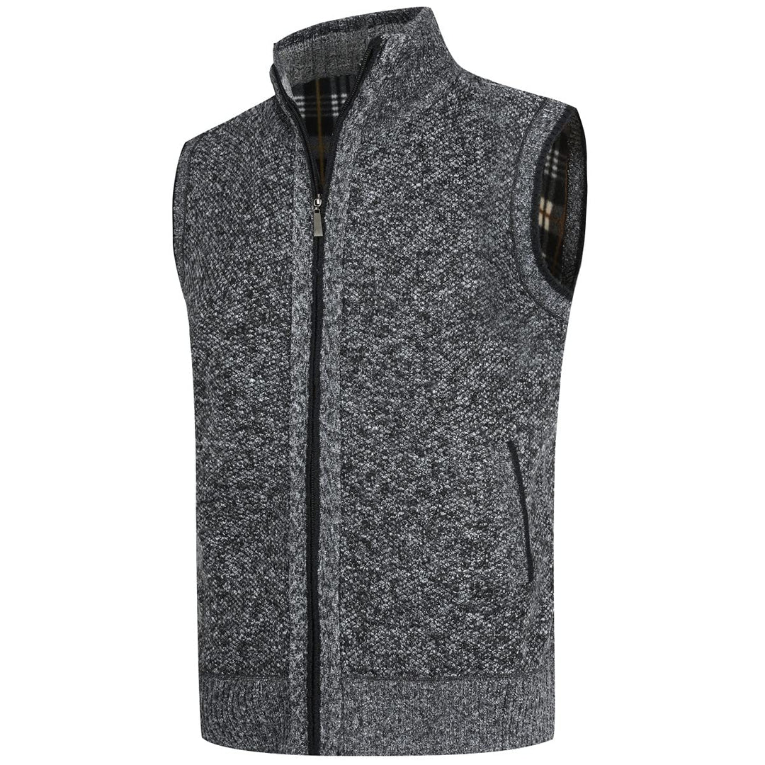 YOUTHUP Herren Weste Fleece Fütterung Winter Frühling Strickjacke Ärmellose Fleecejacke Stehkragen S
