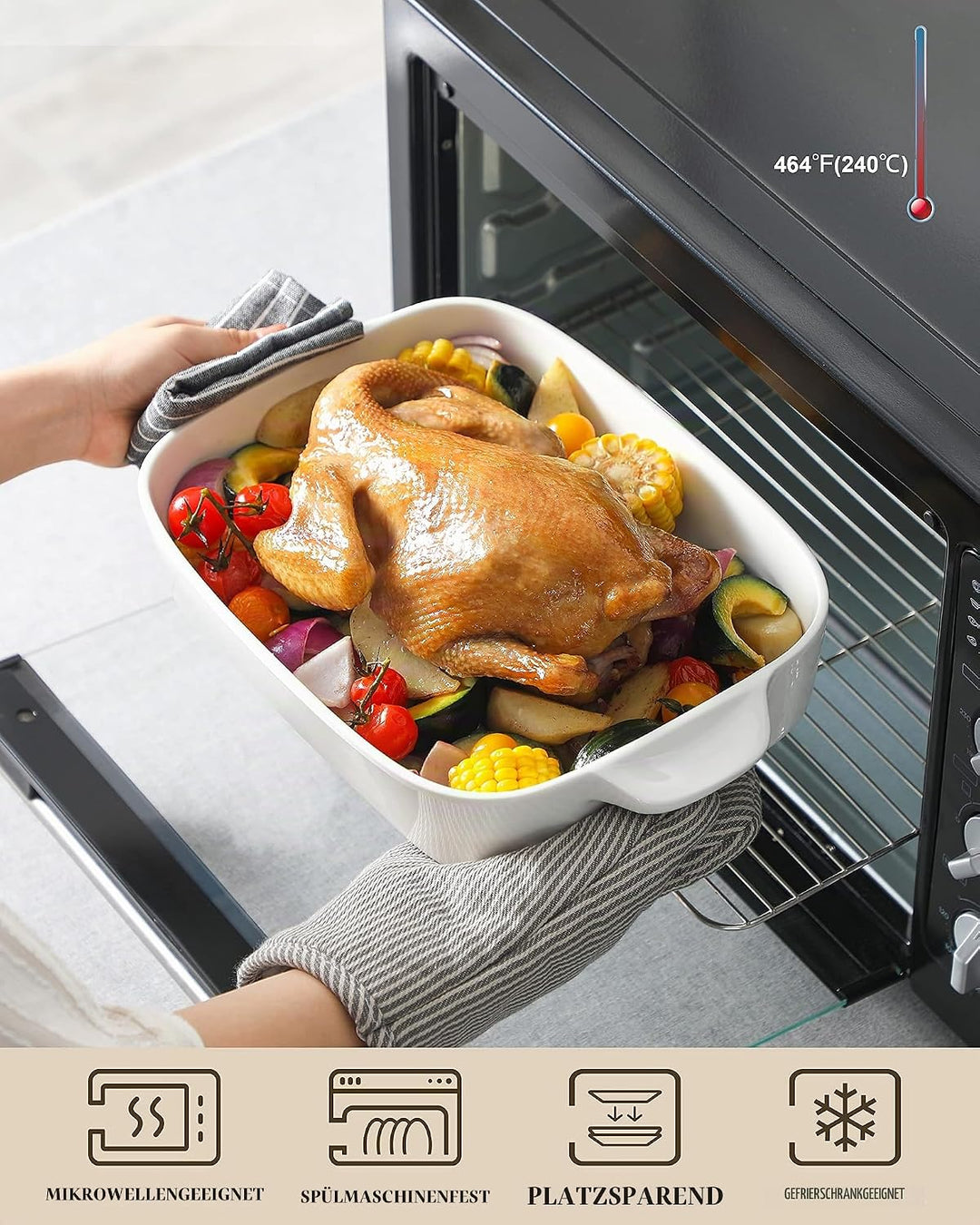MALACASA, Serie Bake. Bake, 3 teilig Auflaufformen für den Ofen, Porzellan Backformen Set Durable Ca