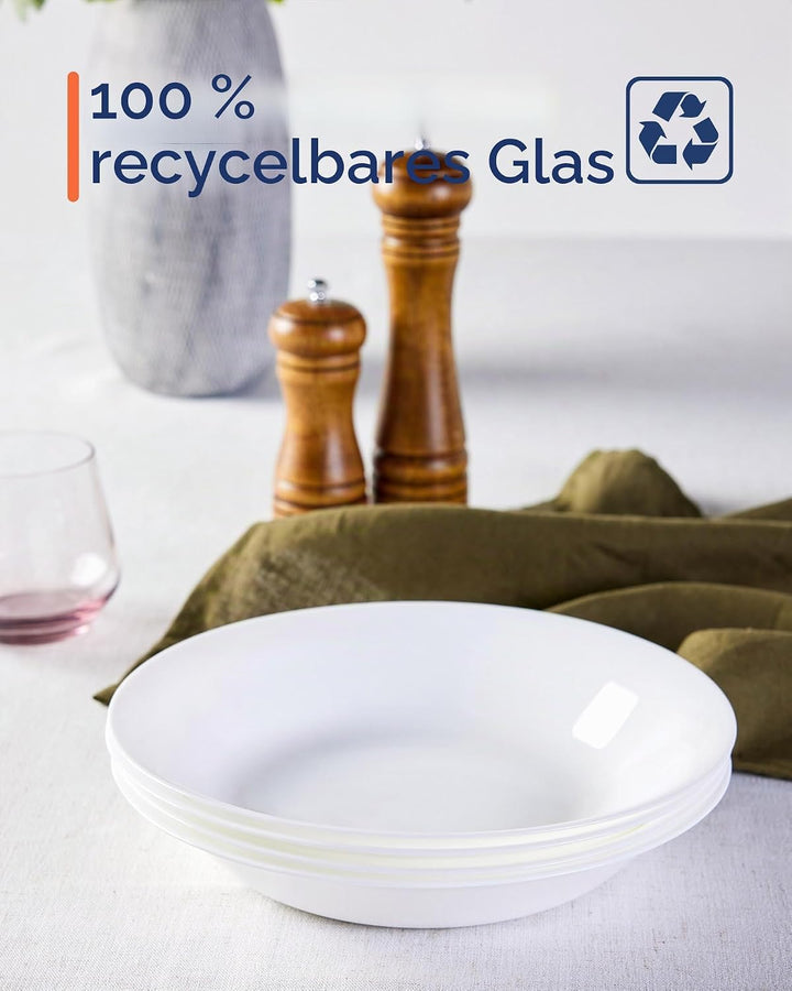 1 L Opalglas Nudelschalen-Set mit 6 Stück, Leichtgewichtige 24,13 cm Runde Grosse Flache Servierscha