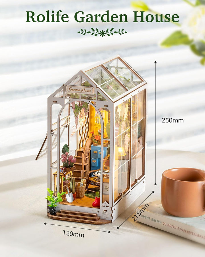 Rolife Book Nook Kit für Erwachsene DIY Miniature House mit LED-Licht für Buchstütze Bibliothek Büch