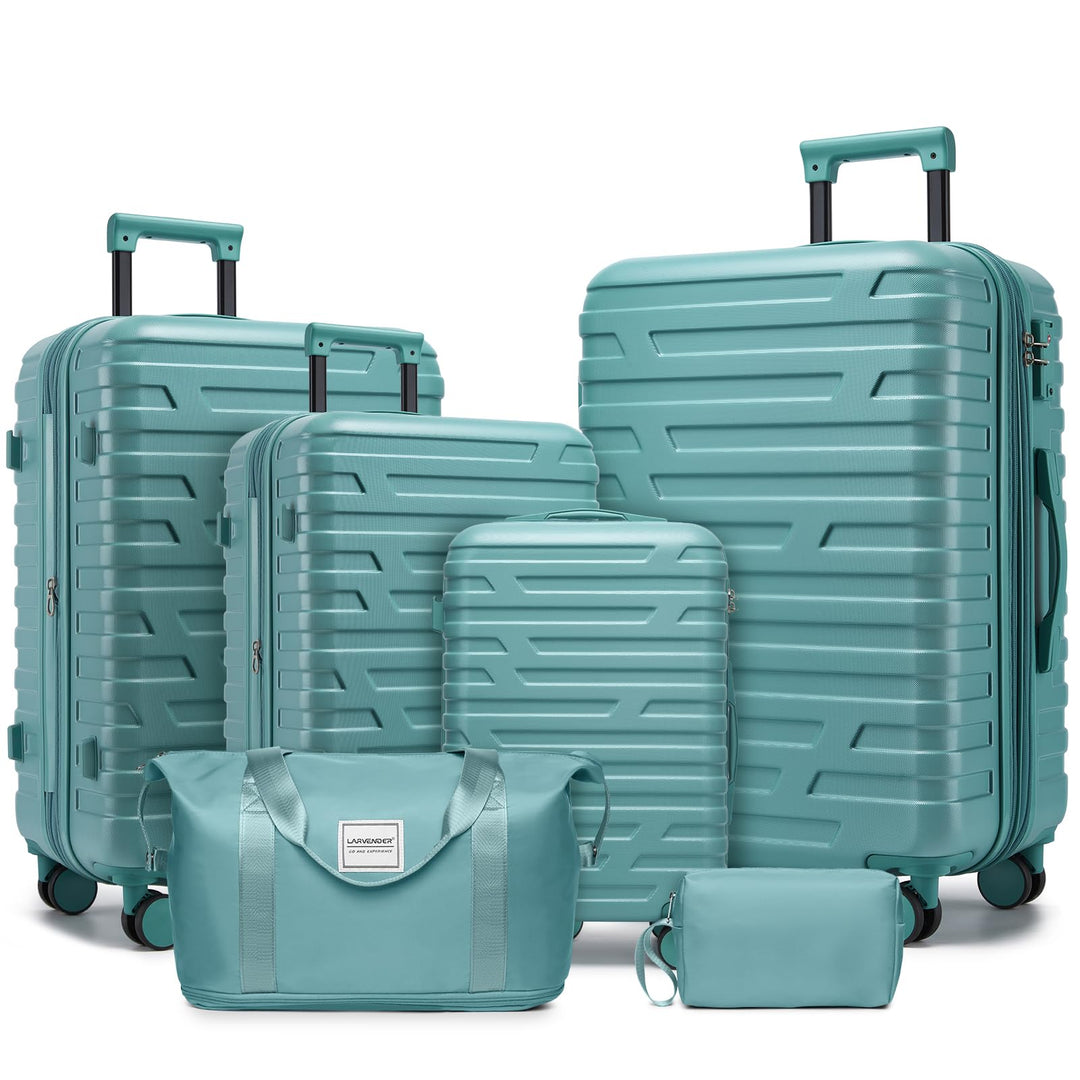 LARVENDER Kofferset 6 Teilig Hartschale Leicht ABS Erweiterbar Reisekoffer Haltbar Handgepäck Sets 4
