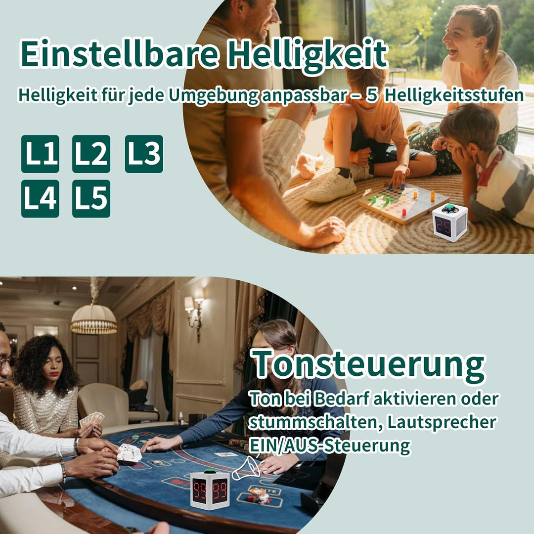 Poker Shot Clock, Sekunden-Countdown-Timer für Poker/Casino/Schachturniere, 20/30 Sekunden und benut