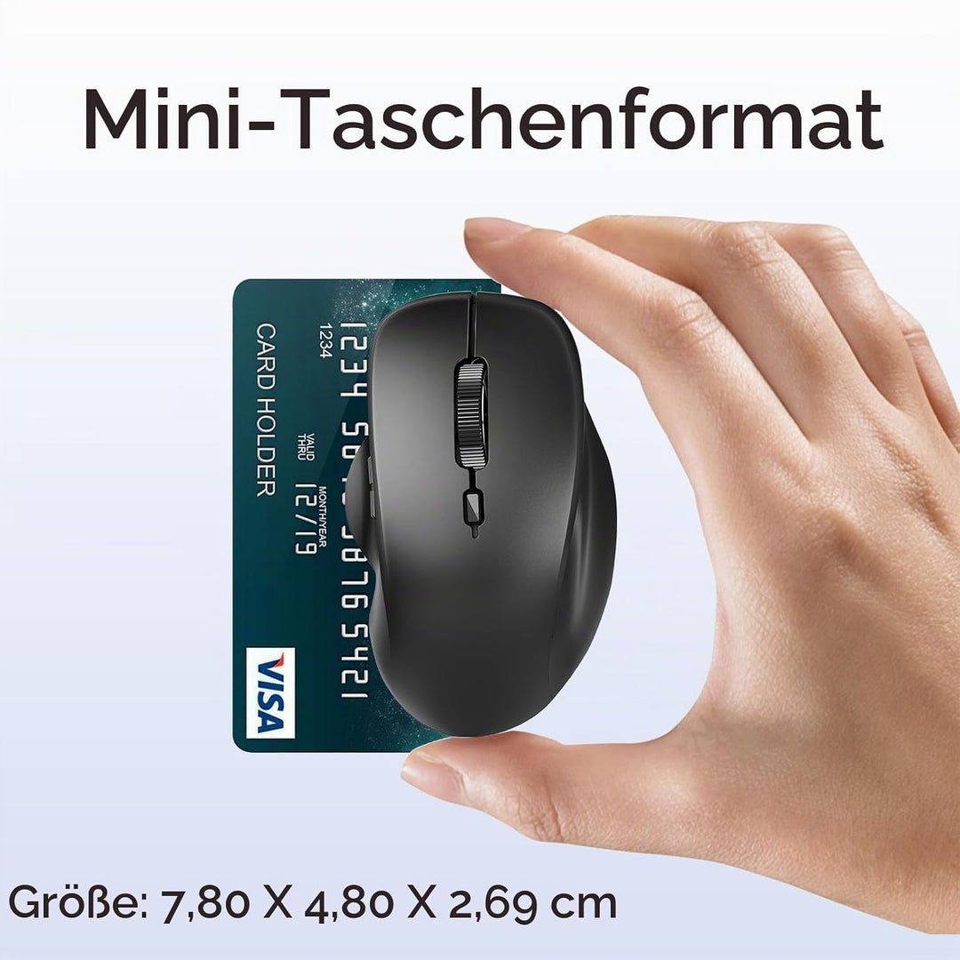 Uiosmuph Mini Bluetooth Maus kabellos, Leise Bluetooth Funkmaus (BT 5.0/5.1+2.4G), USB-C wiederaufla