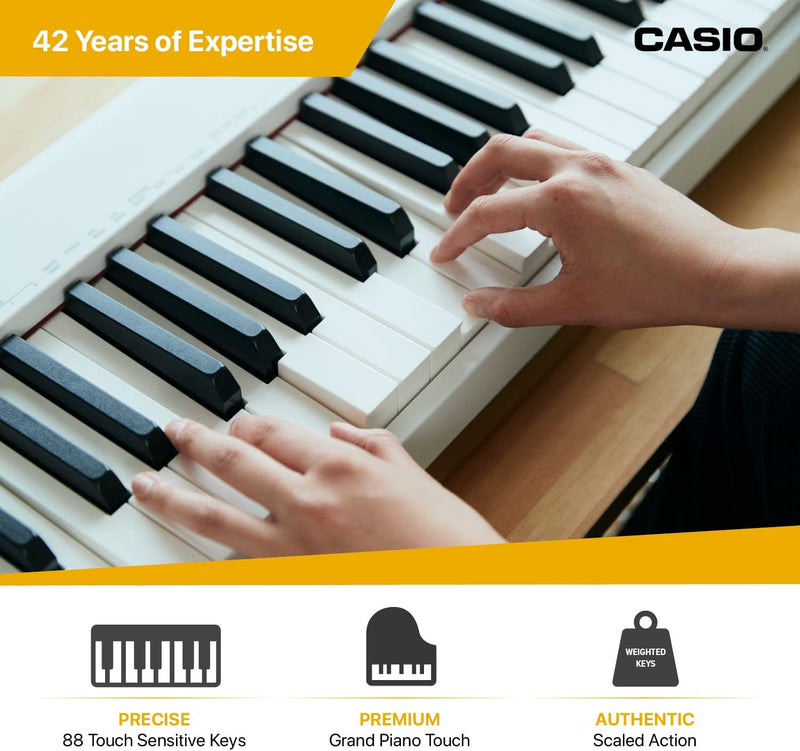 Casio CDP-S110WE Digitalpiano mit 88 gewichteten Pianotasten, weiss Weiss Single, Weiss Single