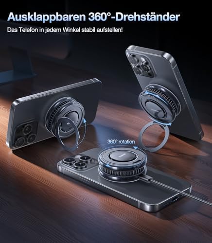 TORRAS PolarCircle für MagSafe Ladegerät, Kühlung Kabelloses Qi2-Zertifiziert Wireless Charger mit 1