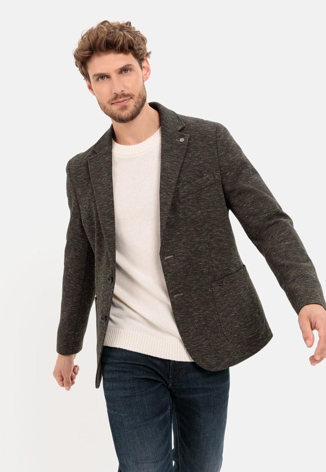 camel active Herren Casual Sakko aus einem Baumwolljersey 29 Dunkelgrün, 29 Dunkelgrün