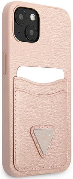 Guess GUHCP13MPSATPP Hülle für iPhone 13 6,1" rosa hardcase SaffianoTriangle Logo Cardslot