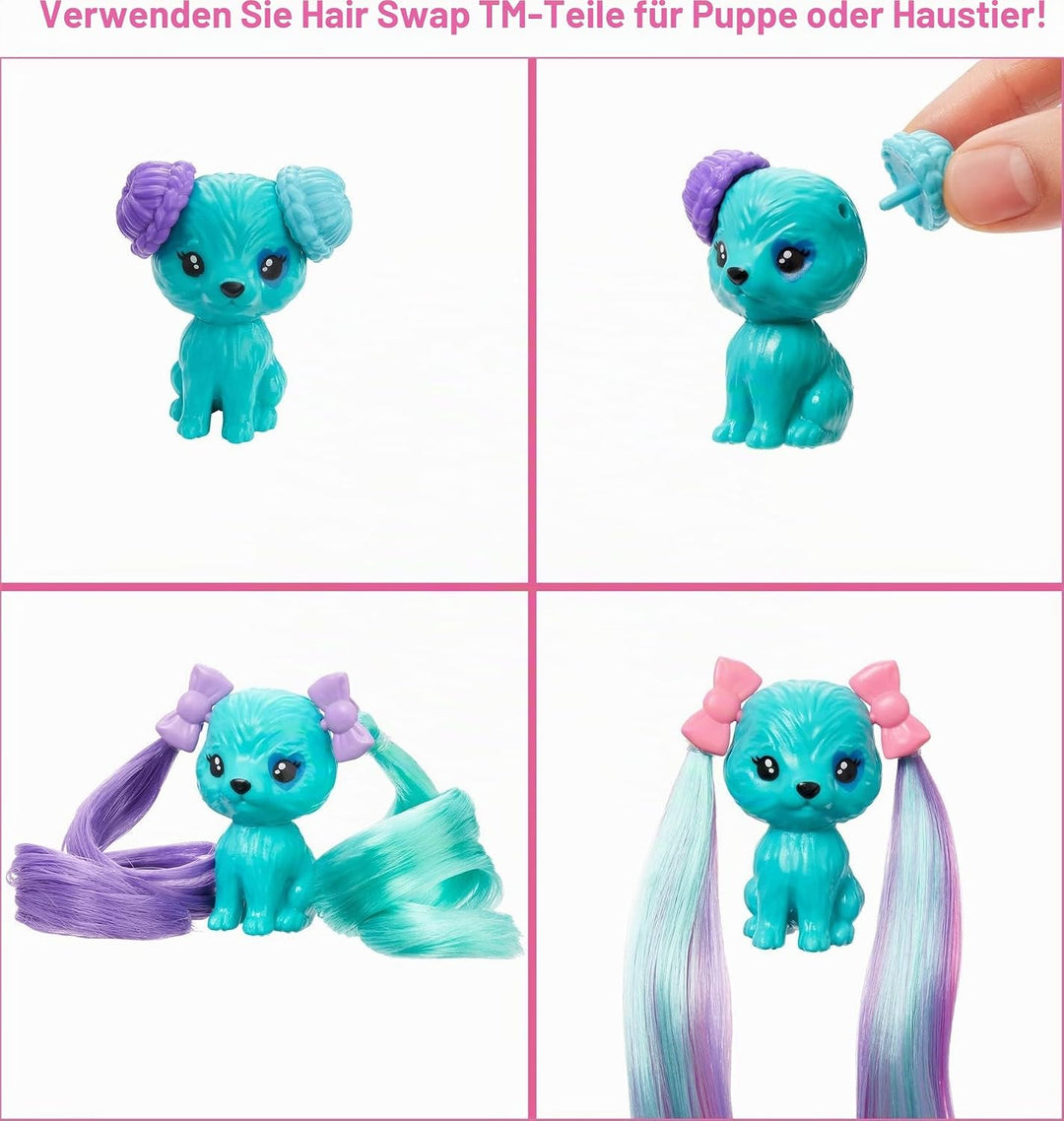 Barbie HBG41 - Color Reveal Balloon Haarwechsel Puppe, Glitzerviolett Spielset mit 25 Überraschungen