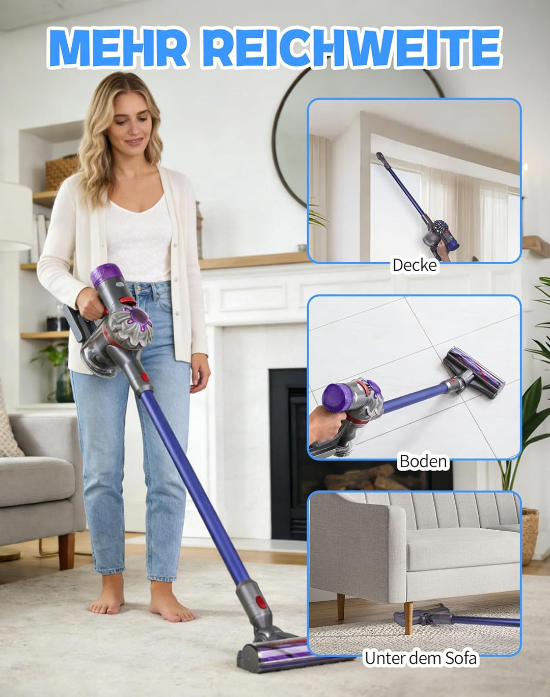 Verlängerungsrohr für Dyson V7 V8 V10 V11 V15 – Ersatz-Rohr aus Aluminium, Schnellverschluss, Robust