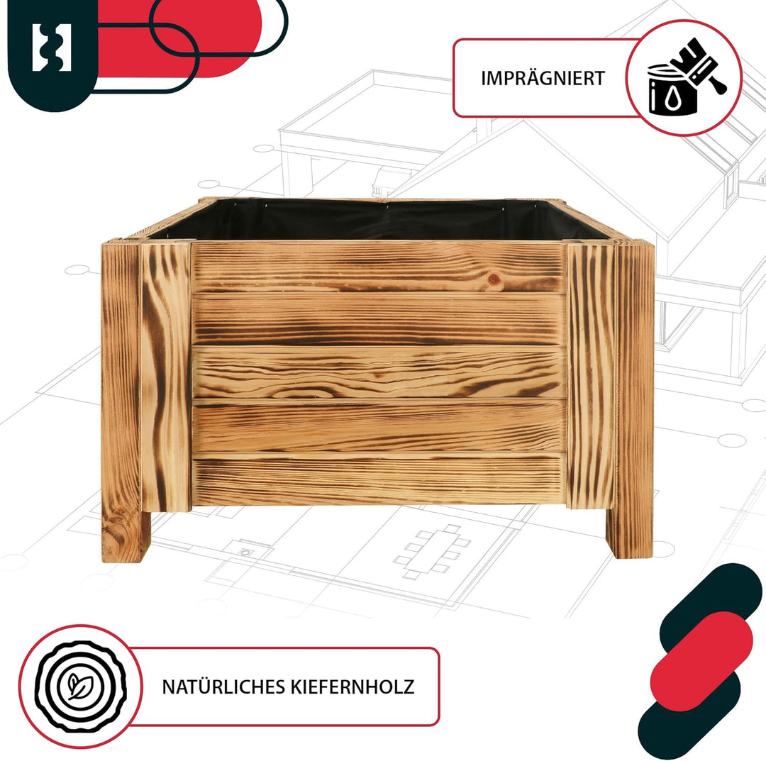 KOTARBAU® Blumenkasten - 50 x 50 x 30 cm - Pflanzkasten mit Vlies - Pflanzkübel gross aussen - Balko