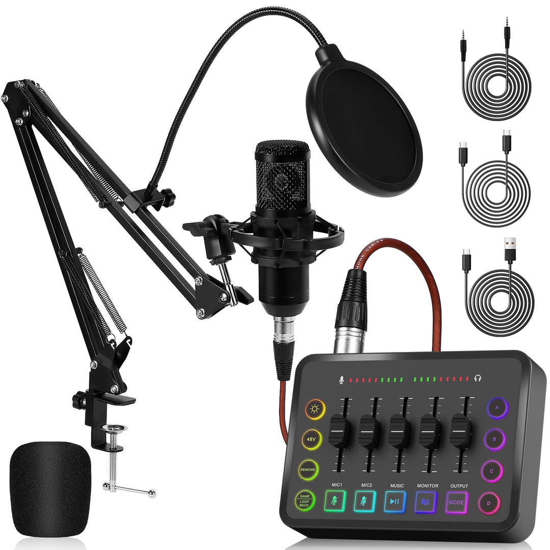mischpult Podcasting-Ausrüstung einschliesslich Audiomischer und Streaming-Mikrofon für Videoprodukt