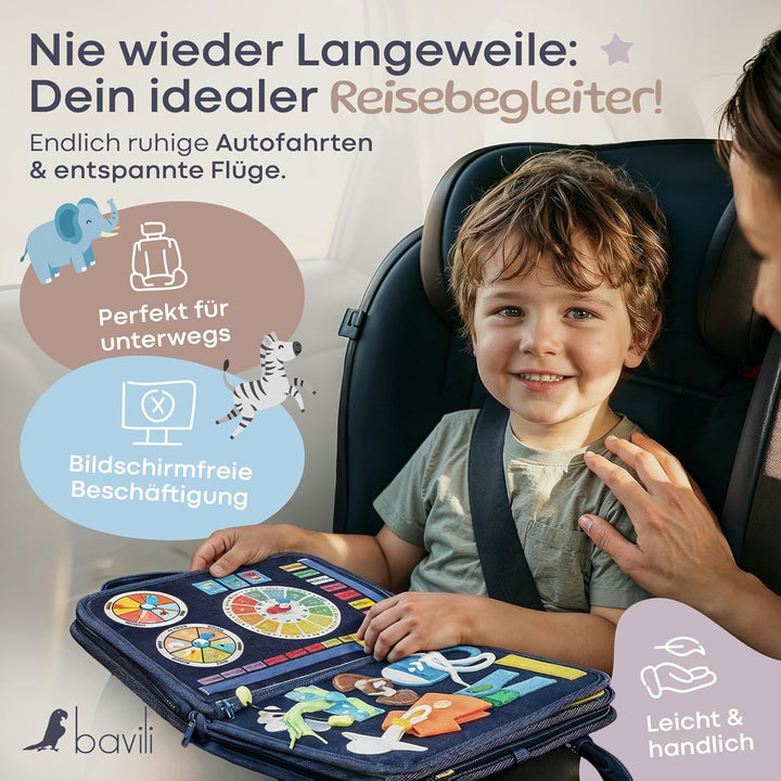 Montessori Busy Board ab 3 Jahre - 8 interaktive Seiten mit Deutschen Inhalten - Montessori Spielzeu
