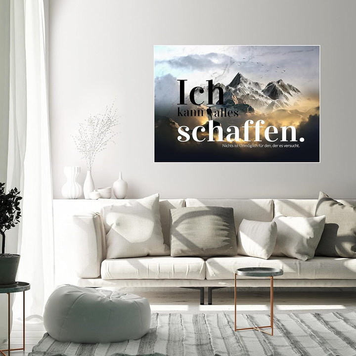 wandmotiv24 Poster als Wanddeko, Grösse Din A1, Ich kann Alles schaffen, Berge, Moderne Wanddeko, Wa