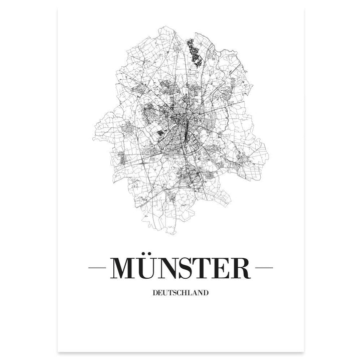 JUNIWORDS Stadtposter, Münster, Wähle eine Grösse, 60 x 90 cm, Poster, Schrift A, Weiss 60 x 90 cm S