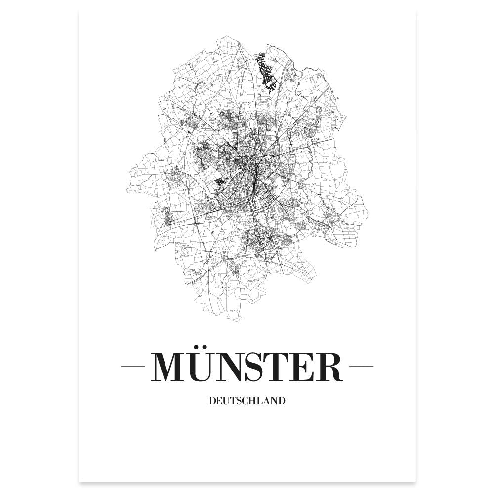 JUNIWORDS Stadtposter, Münster, Wähle eine Grösse, 60 x 90 cm, Poster, Schrift A, Weiss 60 x 90 cm S
