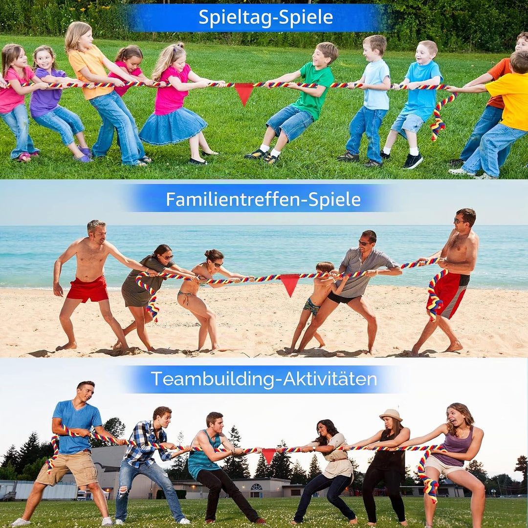 WYRJXYB Outdoorspiele Tauziehen Seilspiel 18M, Outdoor Spiele Gartenspiele für Kinder Erwachsene, Ta