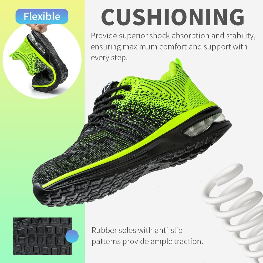 Nasogetch Sicherheitsschuhe Damen Herren Stahlkappenschuhe Arbeitsschuhe Sportlich Atmungsaktiv 37 E