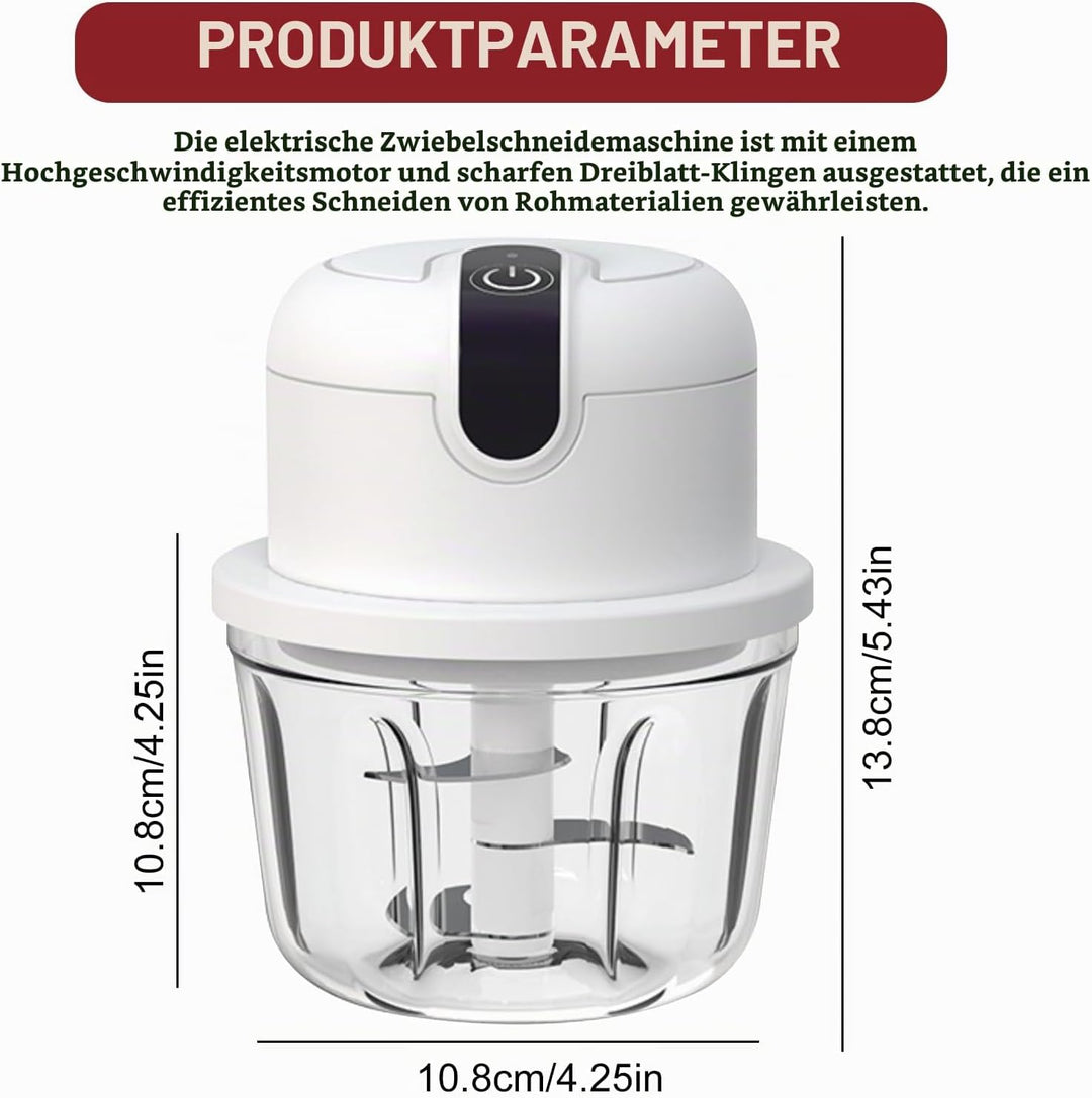 Elektrisch Zwiebelschneider Zwiebel Zerkleinerer：350ML Elektrisch Zerkleinerer USB Wiederaufladbare,
