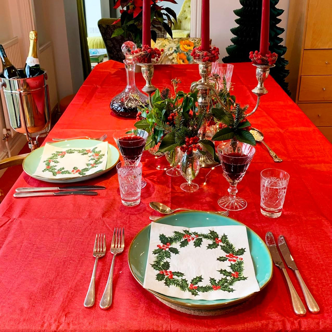 Talking Tables 20 XL Servietten Weihnachtspapier mit Stechpalmen-Design | Luxus-Einweg-Servietten |