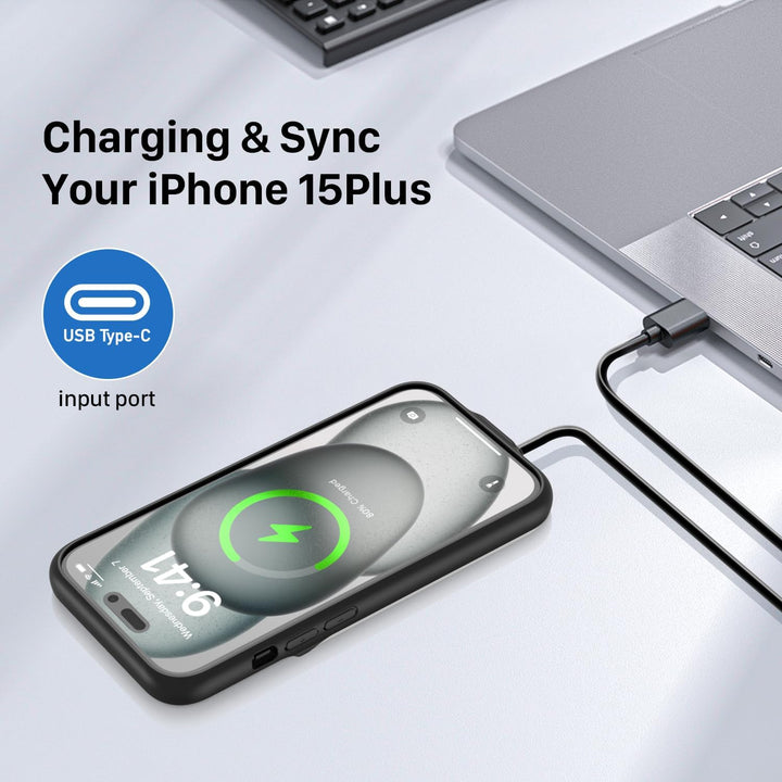TQTHL Akkuhülle für iPhone 15 Plus, [ 6800mAh ] Zusatzakku Ladehülle Akku hülle Handyhülle,wiederauf