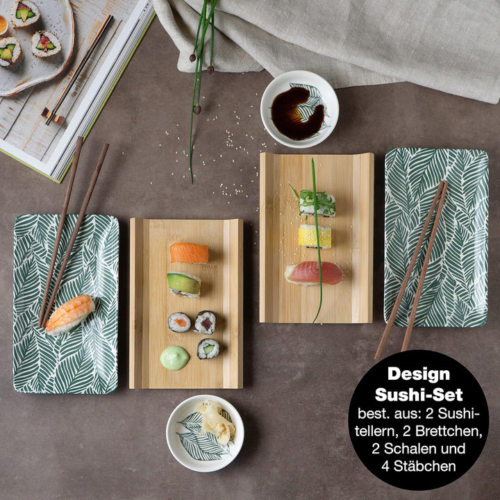 Moritz & Moritz Sushi Geschirr Set für 2 Personen - 10 Teile - Sushi Servierset mit 2x Sushi-Teller,