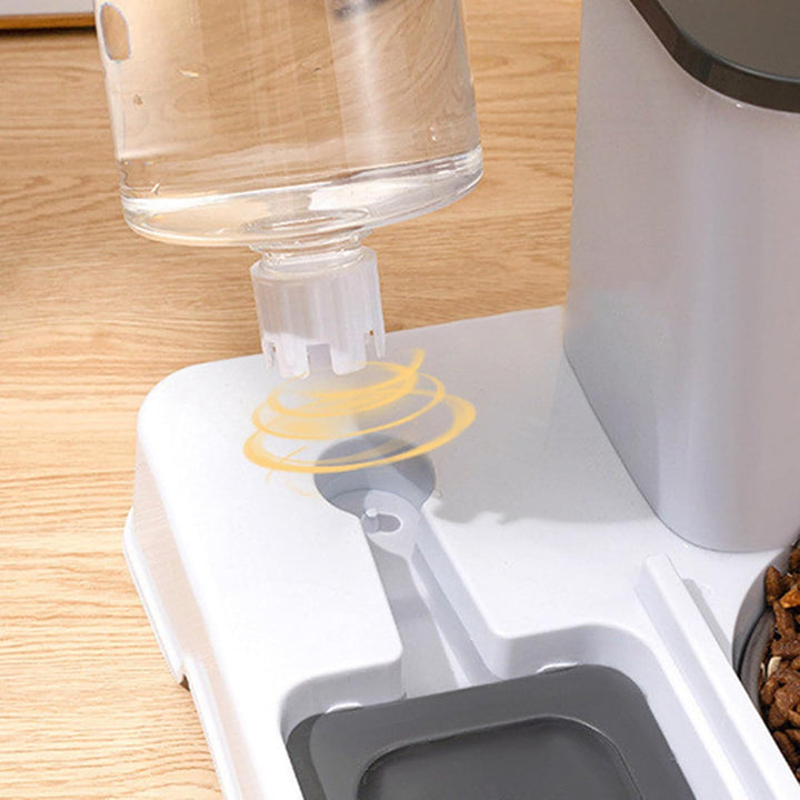 Wasser- Und Futterspender, Automatischer 2-in-1 Futterautomat Katze, rutschfeste Automatische Trinkf