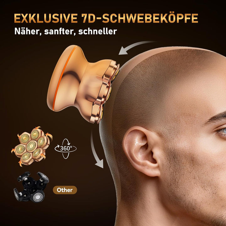 7D PRO Glatzen Rasierer Herren,MAXGROOM IPX6
