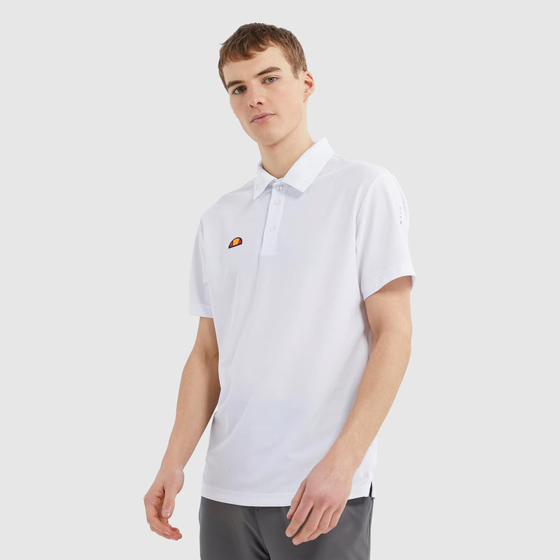 Ellesse Herren Bertola Anti-Odour-Feuchtigkeitsdocht 3-Knopf-Golf Polo-Hemd S Weiss, S Weiss