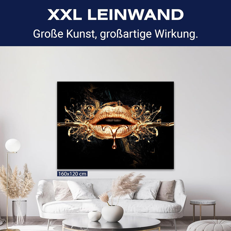 wandmotiv24 Leinwandbild 260 g/m² - Kunstdruck auf Leinwand - Wandkunst - Wandbild mit Frauen Lippen