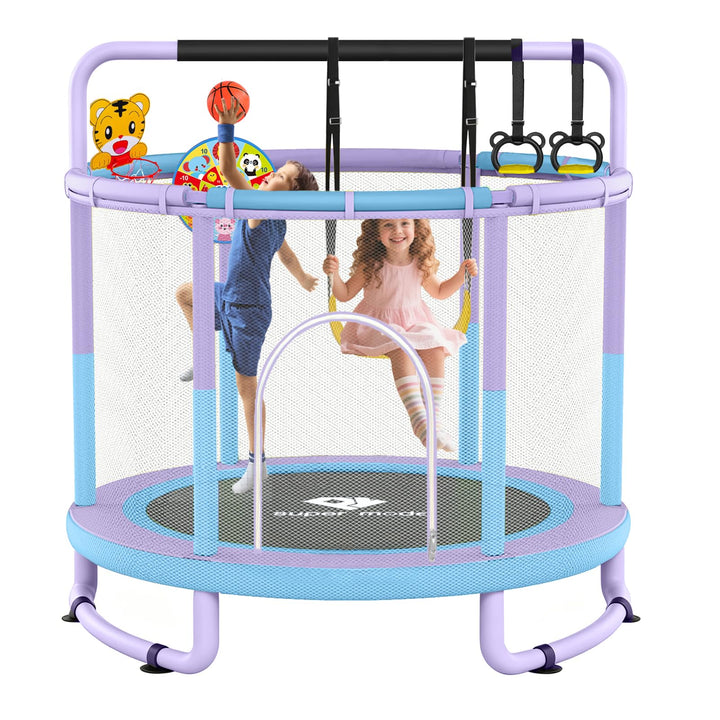 Indoor &amp; Outdoor Trampolin with Net for Kinder Ø 140 cm, 55 | Kinder Trampolin with Adjustable Gymna