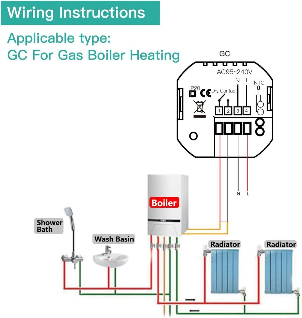 MOES WiFi Thermostat Programmable Room Temperature Controller for Gas Boiler Temperature HumidityTuy