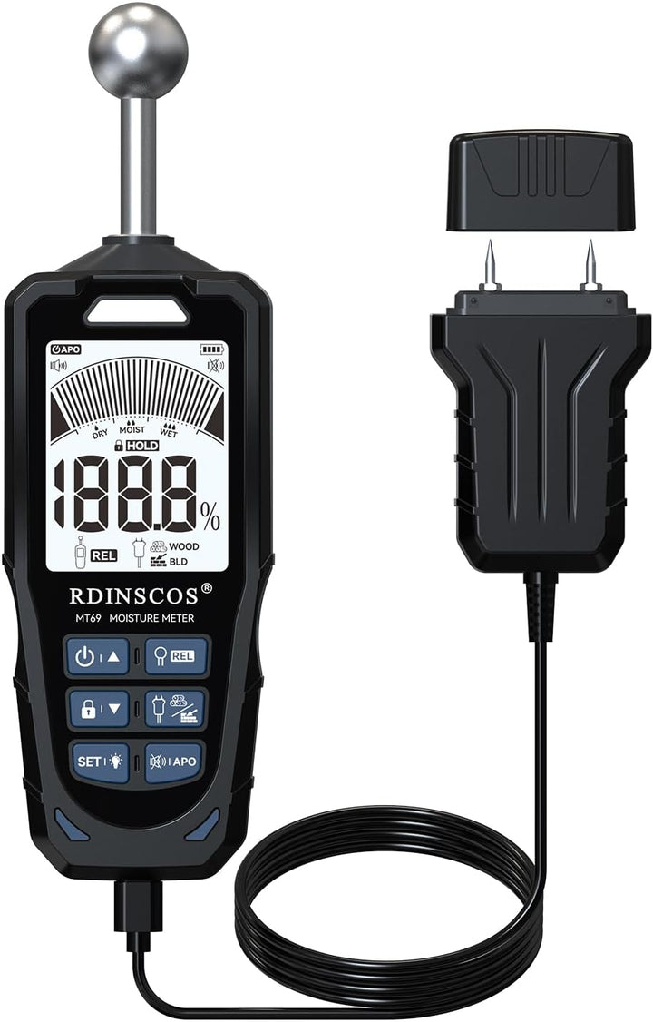 Pinless Feuchtigkeitsmesser, Formdetektor, Holzfeuchtemessgerät für Wände, Brennholz, Trockenbau, Be