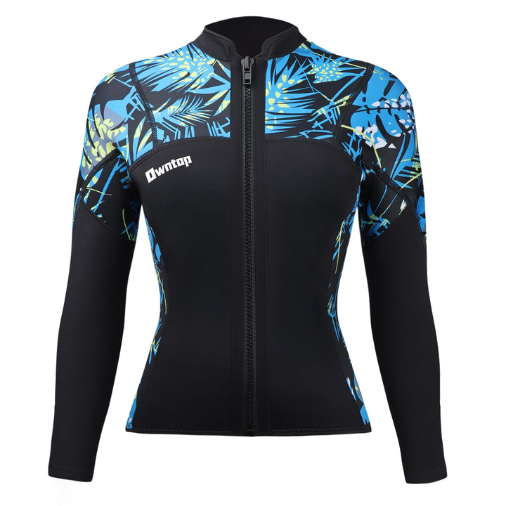 Owntop Neoprenanzug Jacke für Herren/Damen - 2mm Neoprenanzug Top Langarm, Frontreissverschluss für