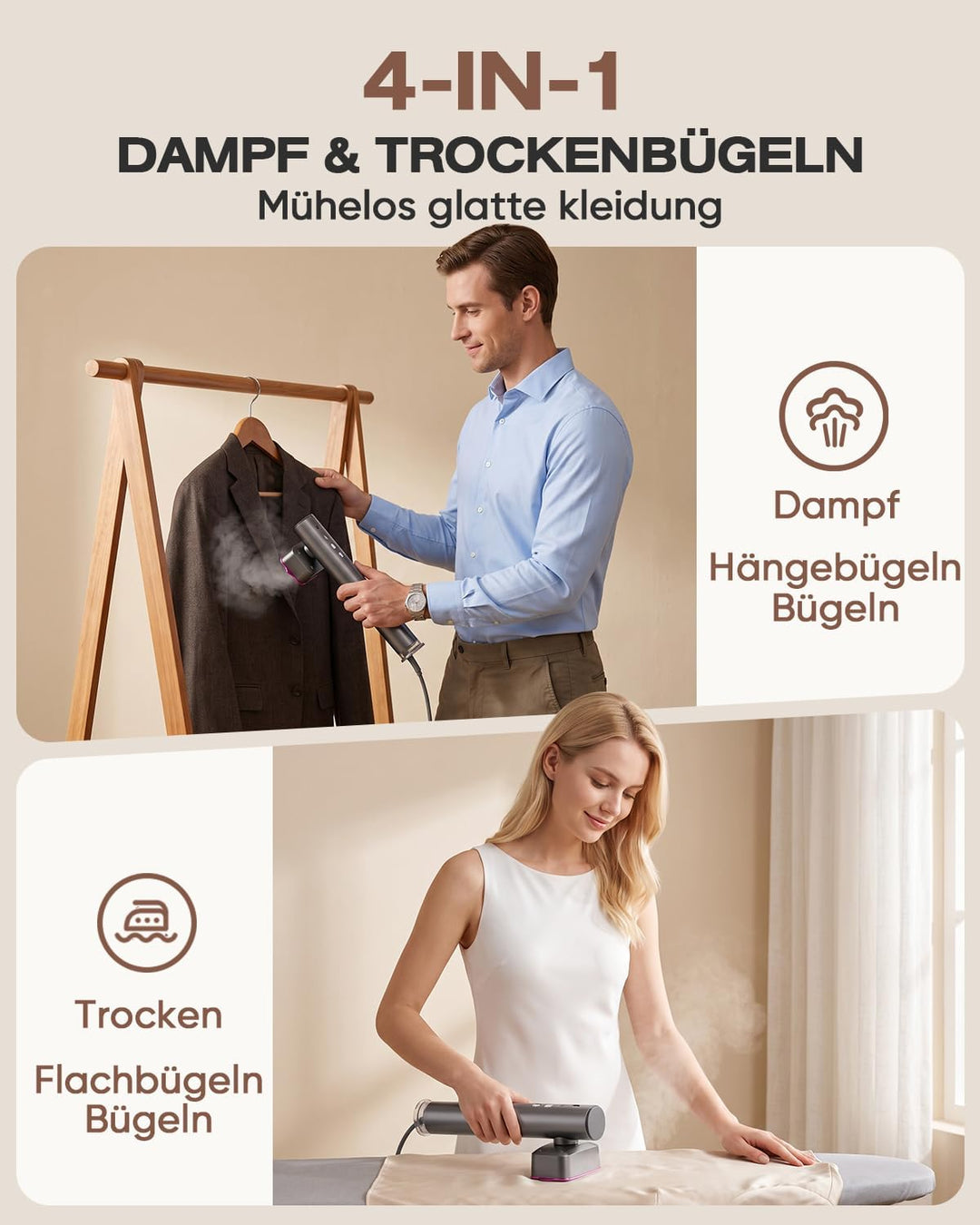 Steamer Dampfglätter, 1200W Dampfglätter Reise mit 110-240V Dual Voltage