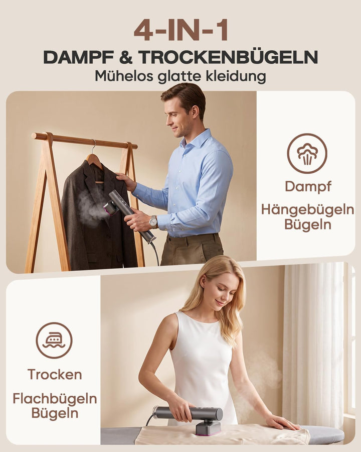 Steamer Dampfglätter, 1200W Dampfglätter Reise mit 110-240V Dual Voltage
