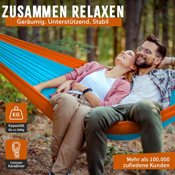 Monkey Swing Hängematte inkl. Aufhängeset I 275 x 140 cm I für Outdoor, Travel, Trekking &amp; Camping,