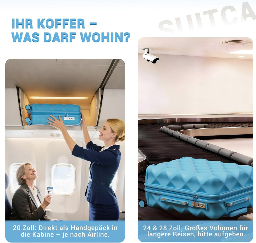 British Traveller Mittelgrosser Koffer 64x43x26.5 cm Leichter Reisekoffer aus ABS+PC mit TSA-Schloss