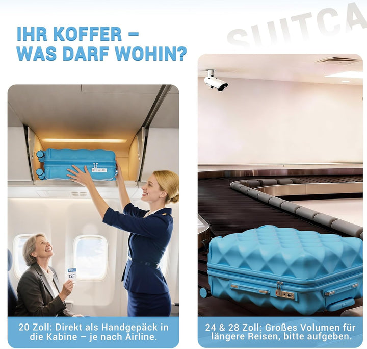 British Traveller Mittelgrosser Koffer 64x43x26.5 cm Leichter Reisekoffer aus ABS+PC mit TSA-Schloss