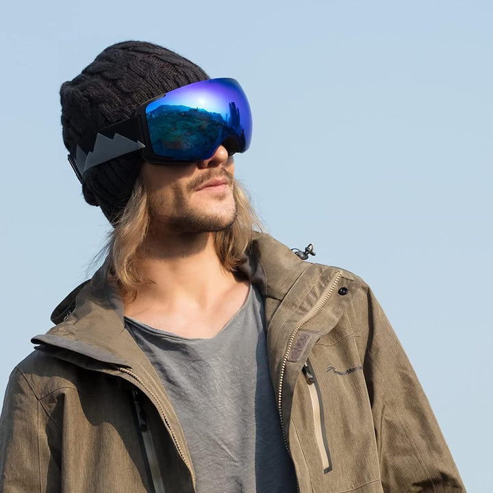 OutdoorMaster Unisex Skibrille PRO Damen Herren mit wechselgläsern, Schneebrille 100% UV-Schutz Skib