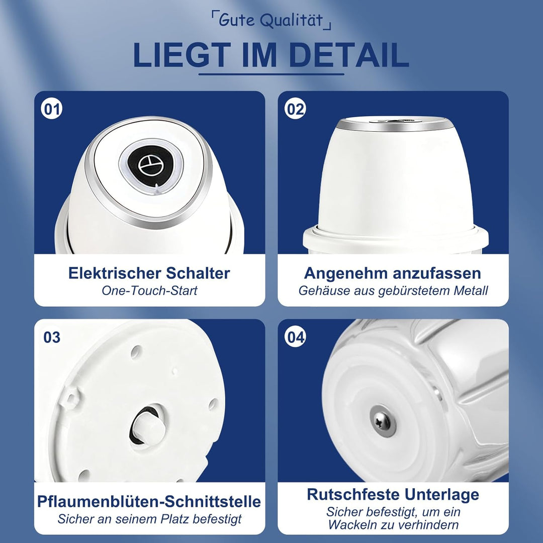 Zwiebel Zerkleinerer, Zerkleinerer Küche,350 ml,6 Edelstahlklingen,Mit Typ-C-Ladekabel für die heimi