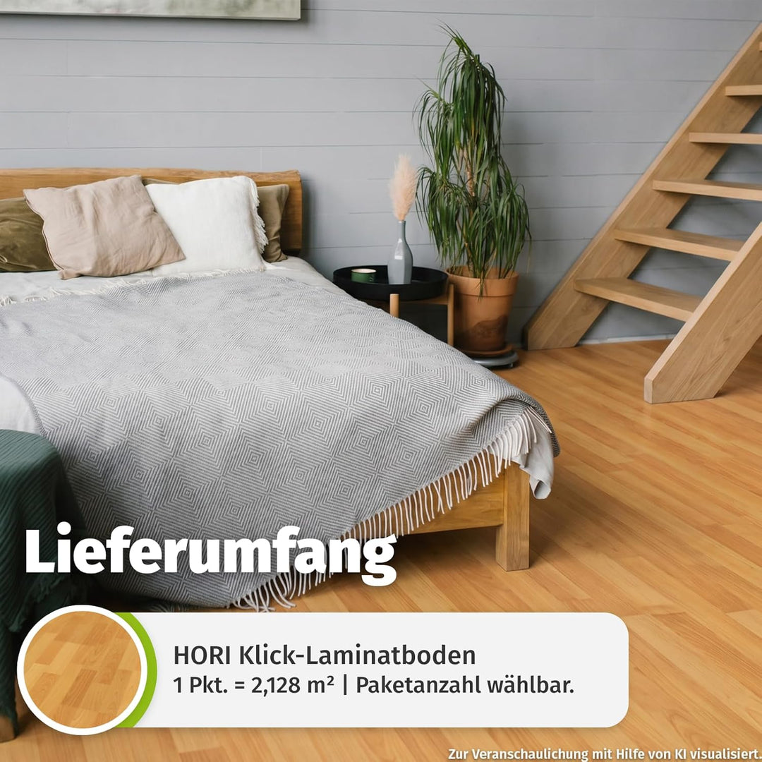 HORI Laminatboden Easy & Selection - Klicklaminat in Holzoptik - 3-Stab Schiffsboden - für Fussboden