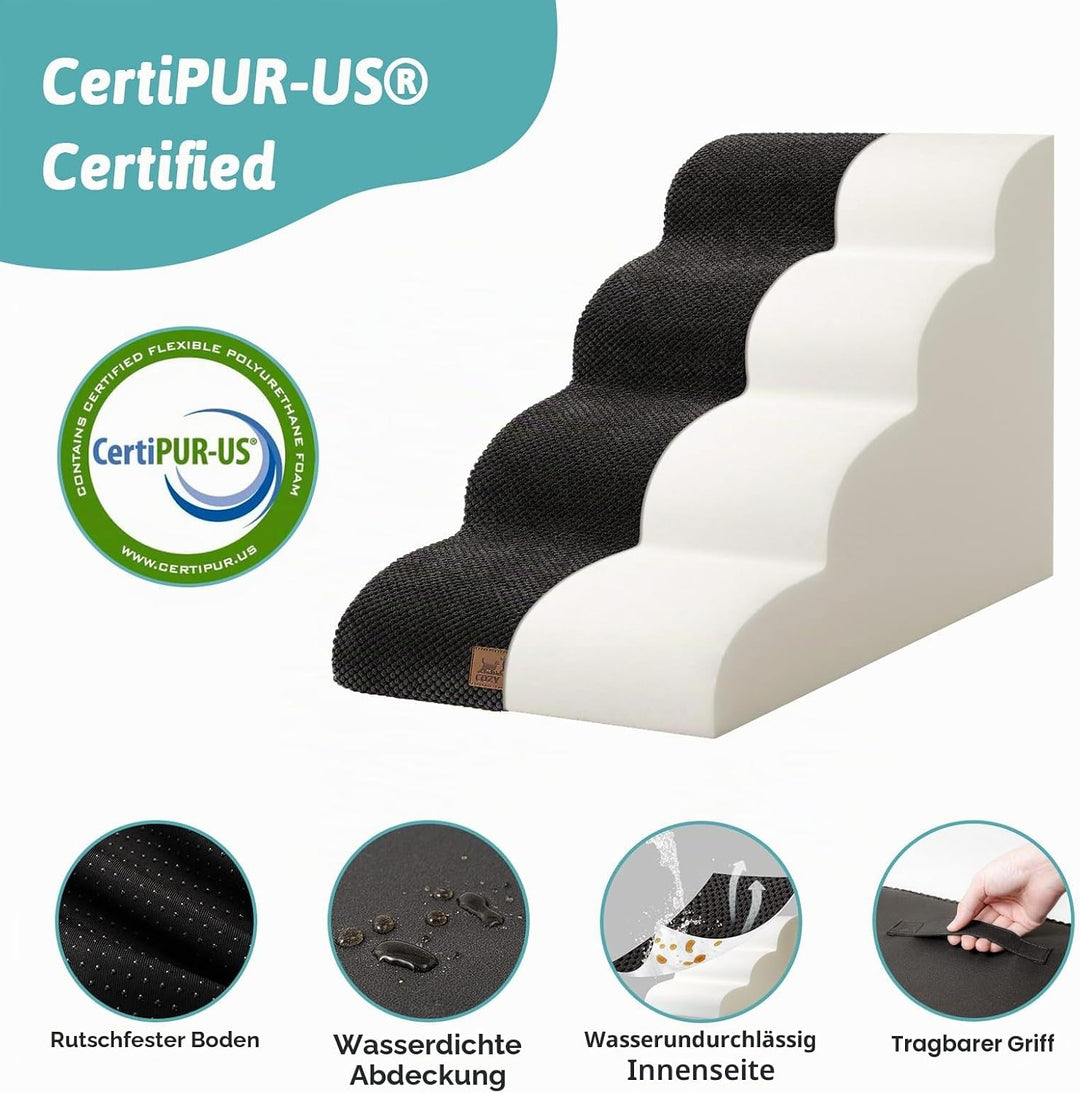 COZY KISS Hundetreppe für Kleine Hunde, Haustiertreppe für Couch aus Hochdichtem Schwamm, Hunde Trep