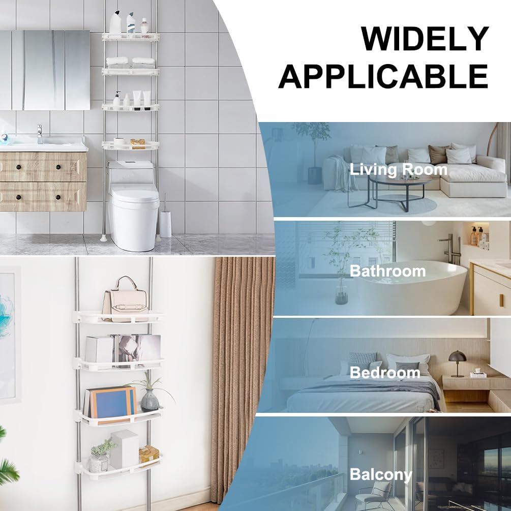 BAOYOUNI Teleskop Badregal mit 4 Offene Ablagekörbe, Regal über Toilette aus Metall und Kunststoff,