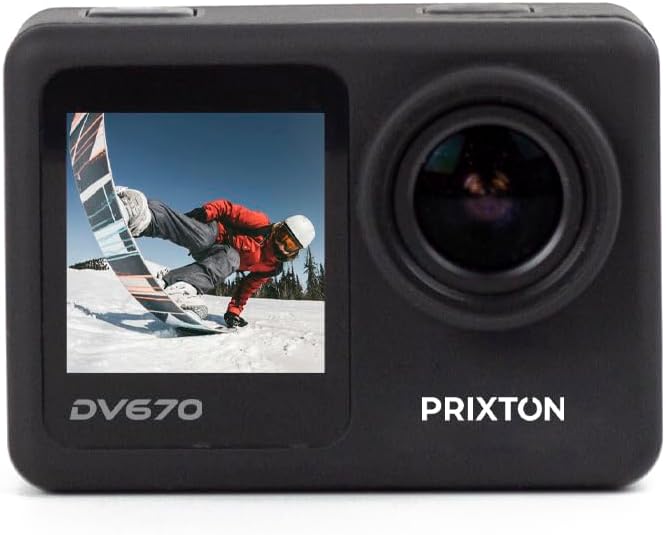PRIXTON Action-Kamera DV670 Multisport | Sportkamera mit 4K-Auflösung, Doppelbildschirm, WLAN und Mo