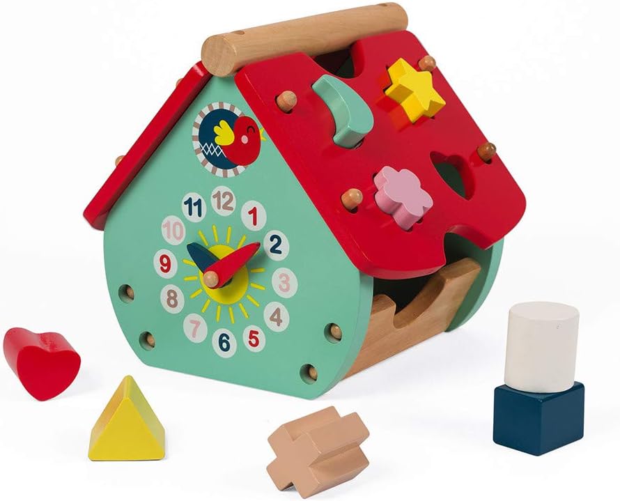 Janod - Baby Forest Formen-Steckspiel aus Holz, Haus, Bausteine, frühes Alter und Lernspielzeug, zum