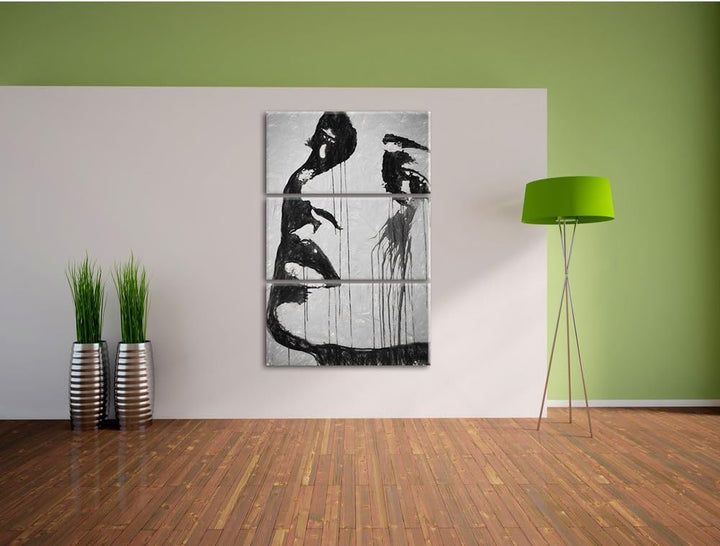 Pixxprint Abstrakt Frau Kohle Effekt 3-Teiler Leinwandbild 120x80 Bild auf Leinwand