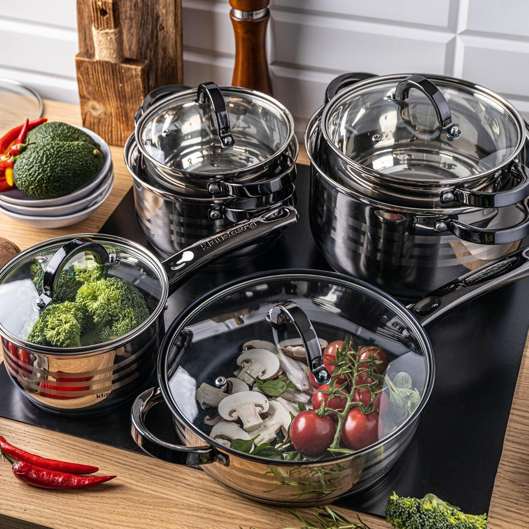 12-teilig Topfset mit Glasdeckel Topfe Induktion KLAUSBERG KB-7702